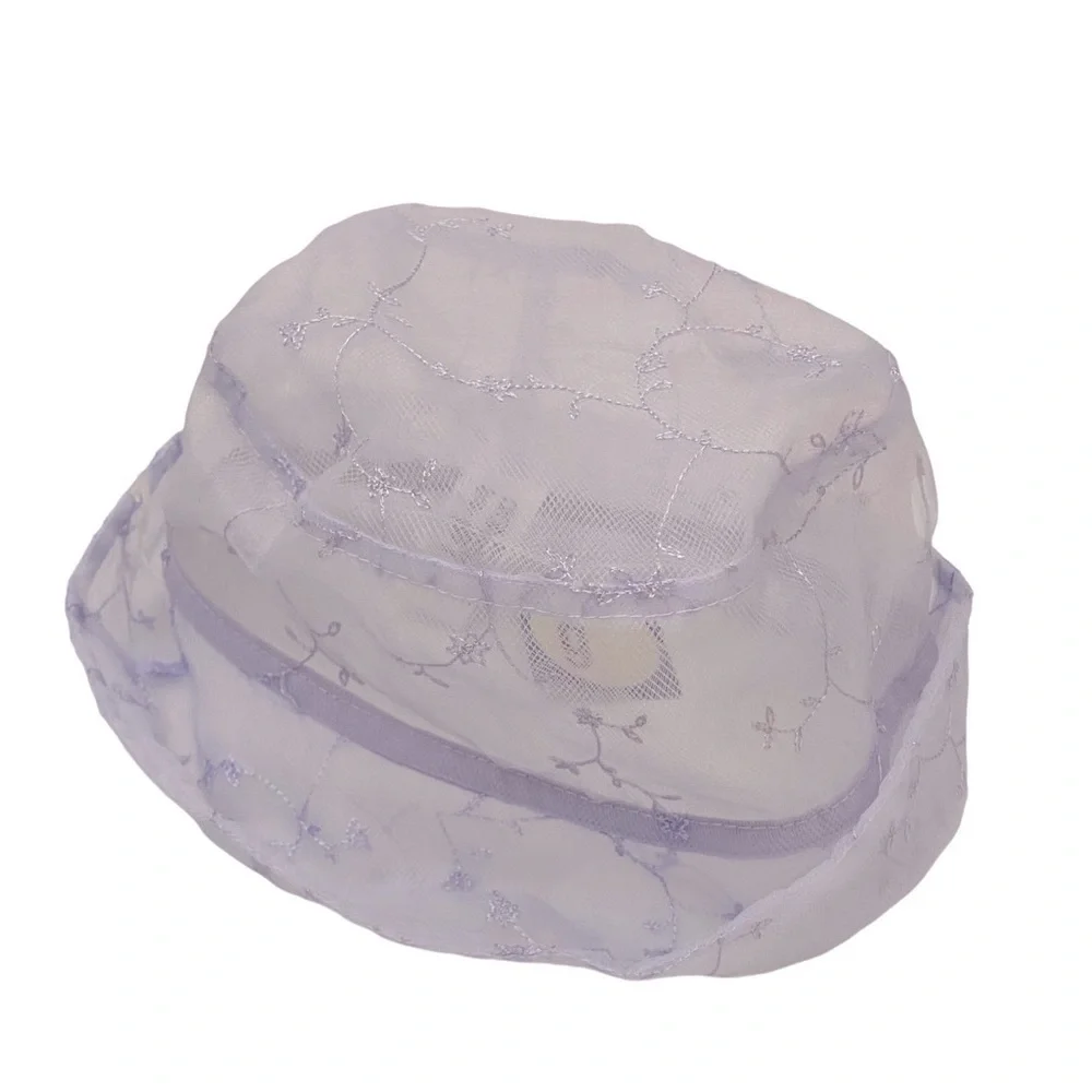 NWT Gymboree Sheer Bucket Hat Lilac Embroidery Sz L-XXL 4-6yrs
